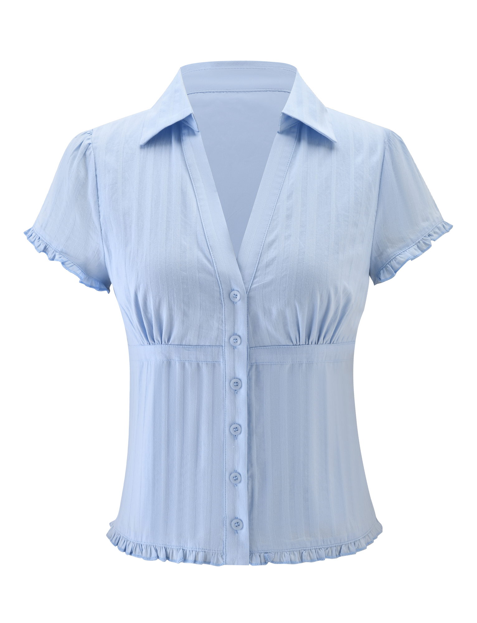 VALERIE SHORT SLEEVE SHIRT - BABY BLUE