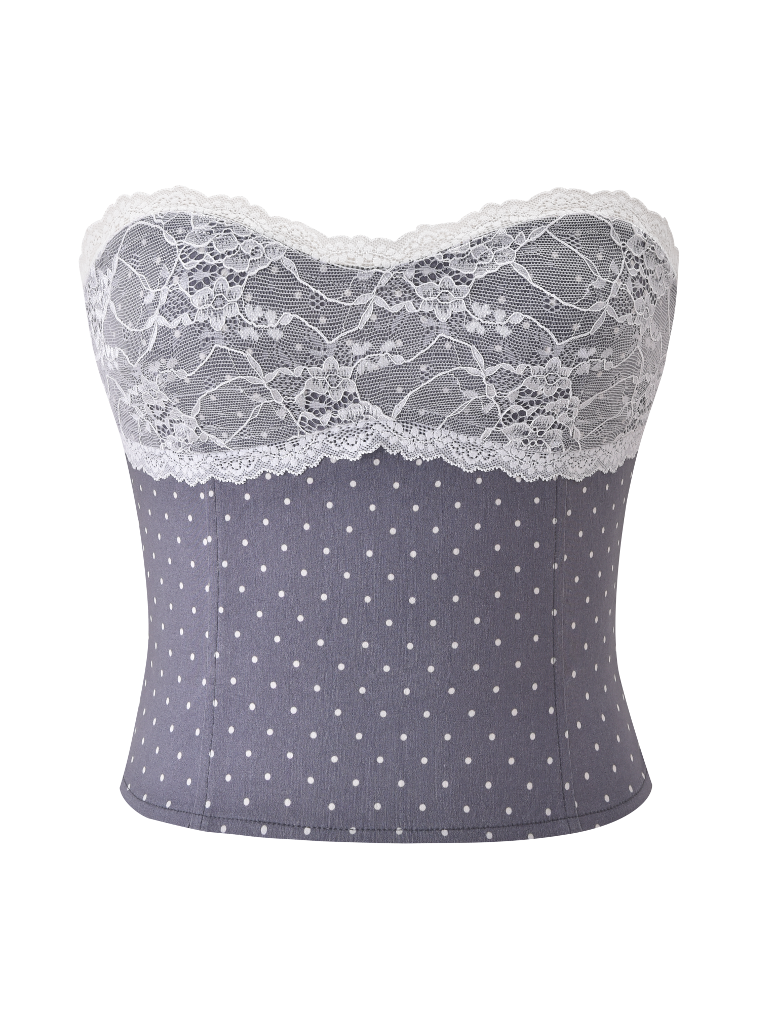 KITTIE LACE CORSET - GREY DOT