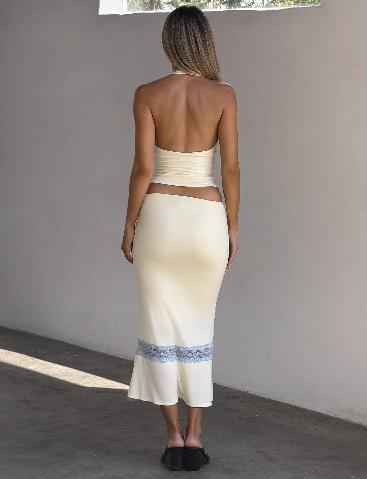 CALINA PLUNGE LACE TOP - CREAM