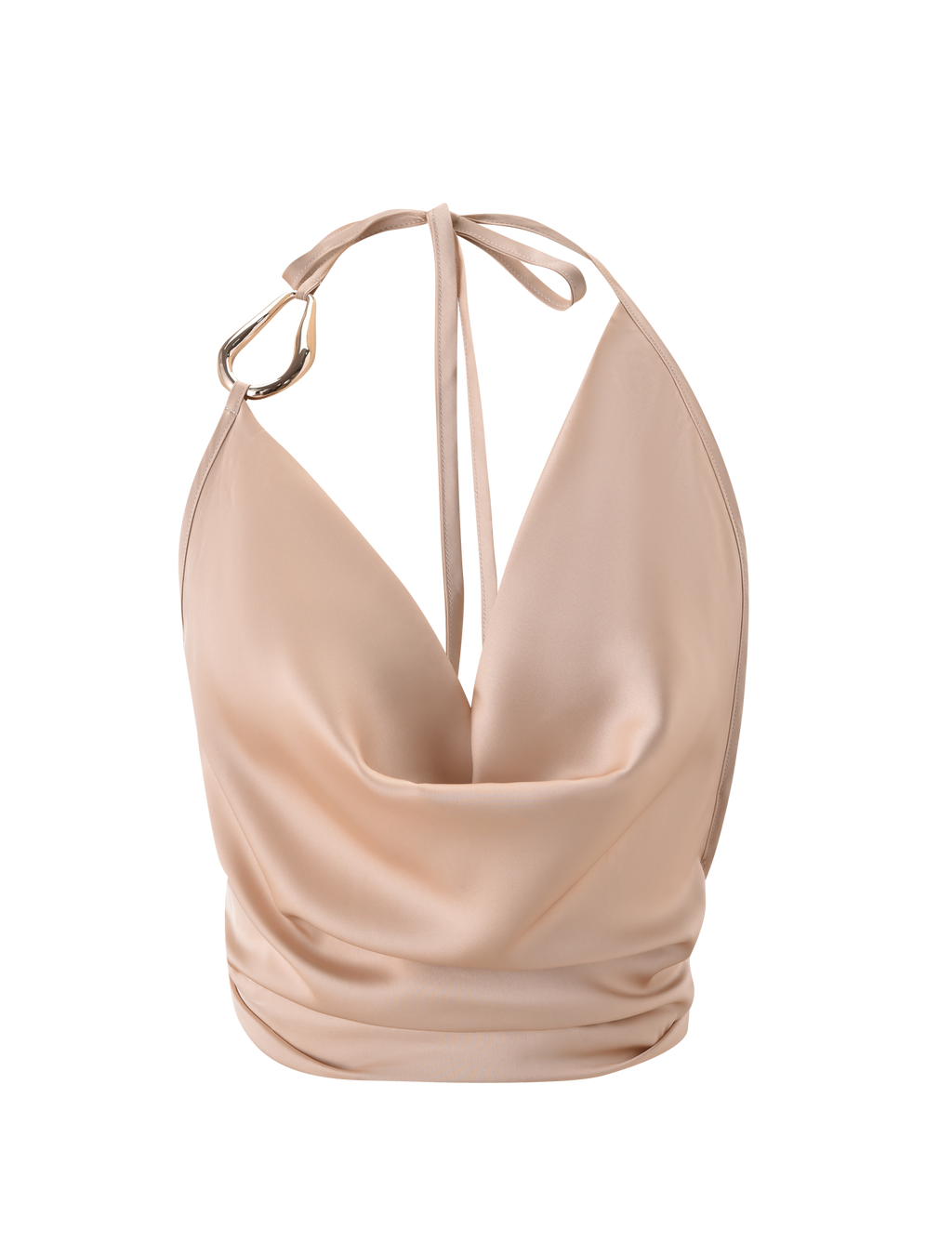 CYRENE SATIN COWL TOP - GOLD