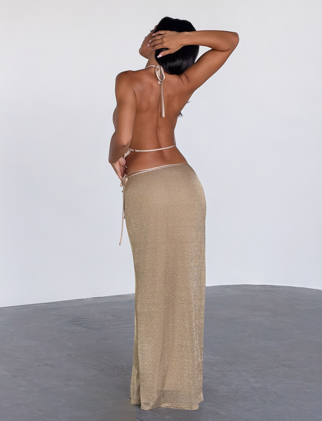 CYRENE SATIN COWL TOP - GOLD