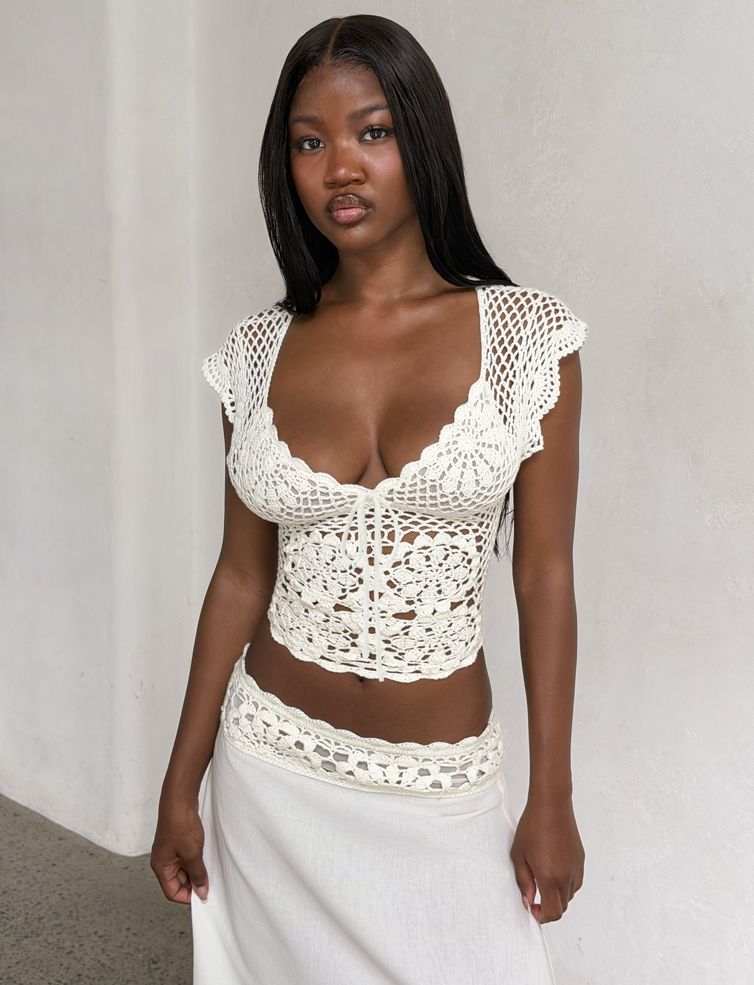 SASHA CROCHET TOP - IVORY