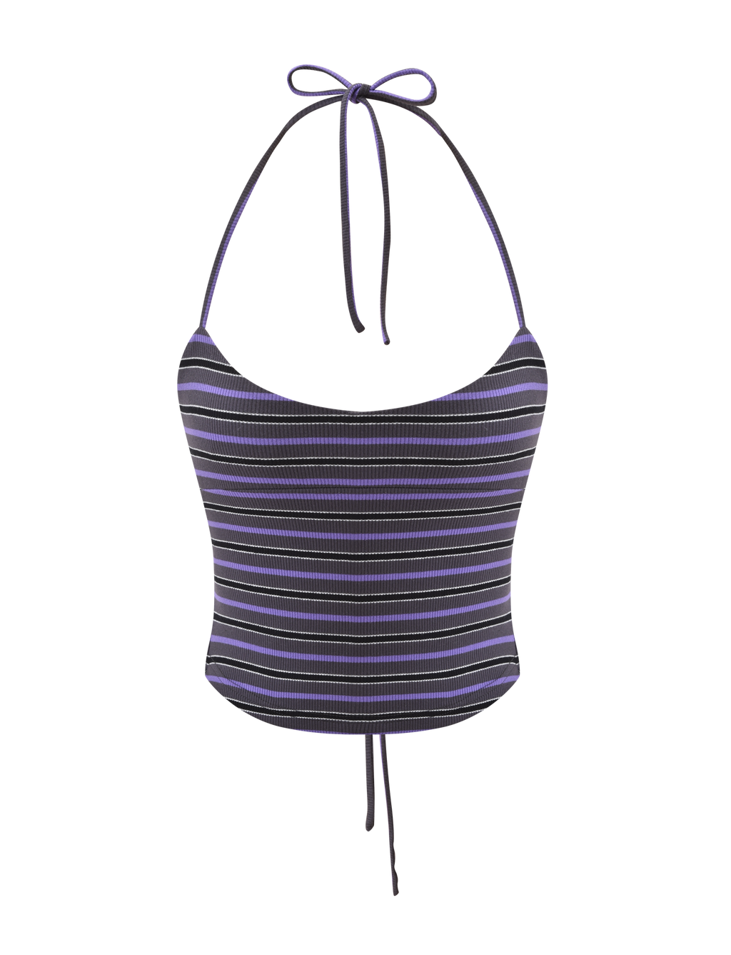 CERYS RIB TOP - GREY STRIPE