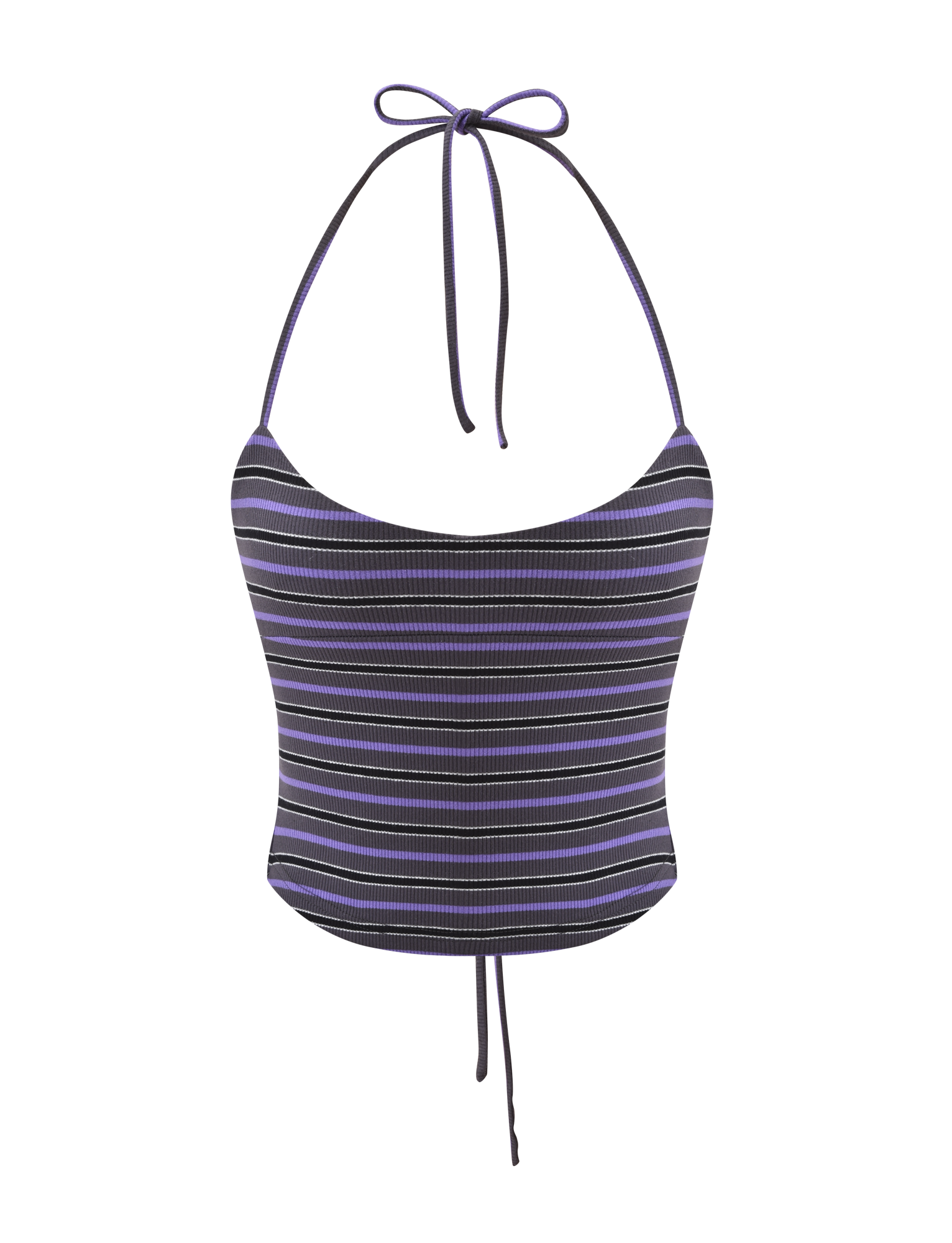 CERYS RIB TOP - GREY STRIPE